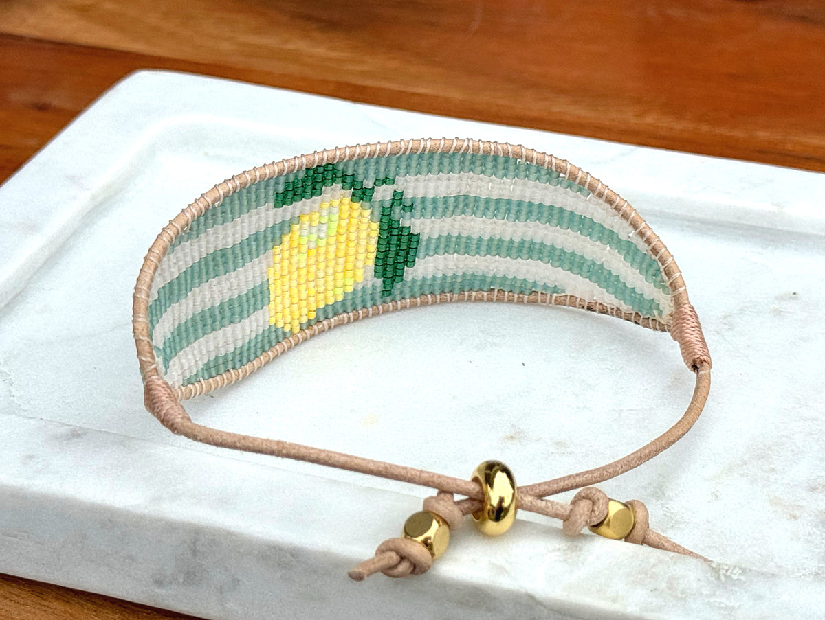 Life gives you lemons bead loom woven bracelet