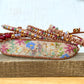 WILD flower bead loom woven bracelet with slide adjustable leather trim