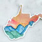 West Virginia Sunset over the mountains watercolor sticker, waterproof vinyl decal