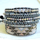 Neutral Gray Beige Western Bead Loom Woven and Macrame Bracelet Set