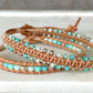 Seafoam and Aqua Jade Ombre Beaded Macrame Bracelet Set