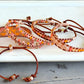 Sunstone, sunshine, peach fuzz, coral and glass bead Adjustable Leather Bracelet