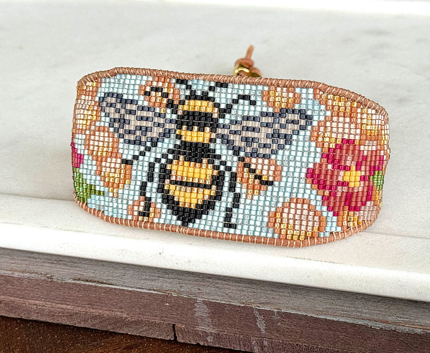 Bee Happy Bead Loom Woven Bracelet