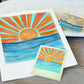 Sunrise over the waves Polaroid style Watercolor Landscape waterproof vinyl decal