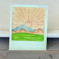 Western sunrise Polaroid style Watercolor Landscape waterproof vinyl decal