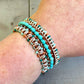 Turquoise Blues and Green Beaded Macrame and Leather Bracelet