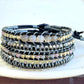 Neutral Gray Beige Western Bead Loom Woven and Macrame Bracelet Set