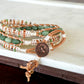 Natural Jade Sage green, neutral and copper macrame 3 wrap bracelet