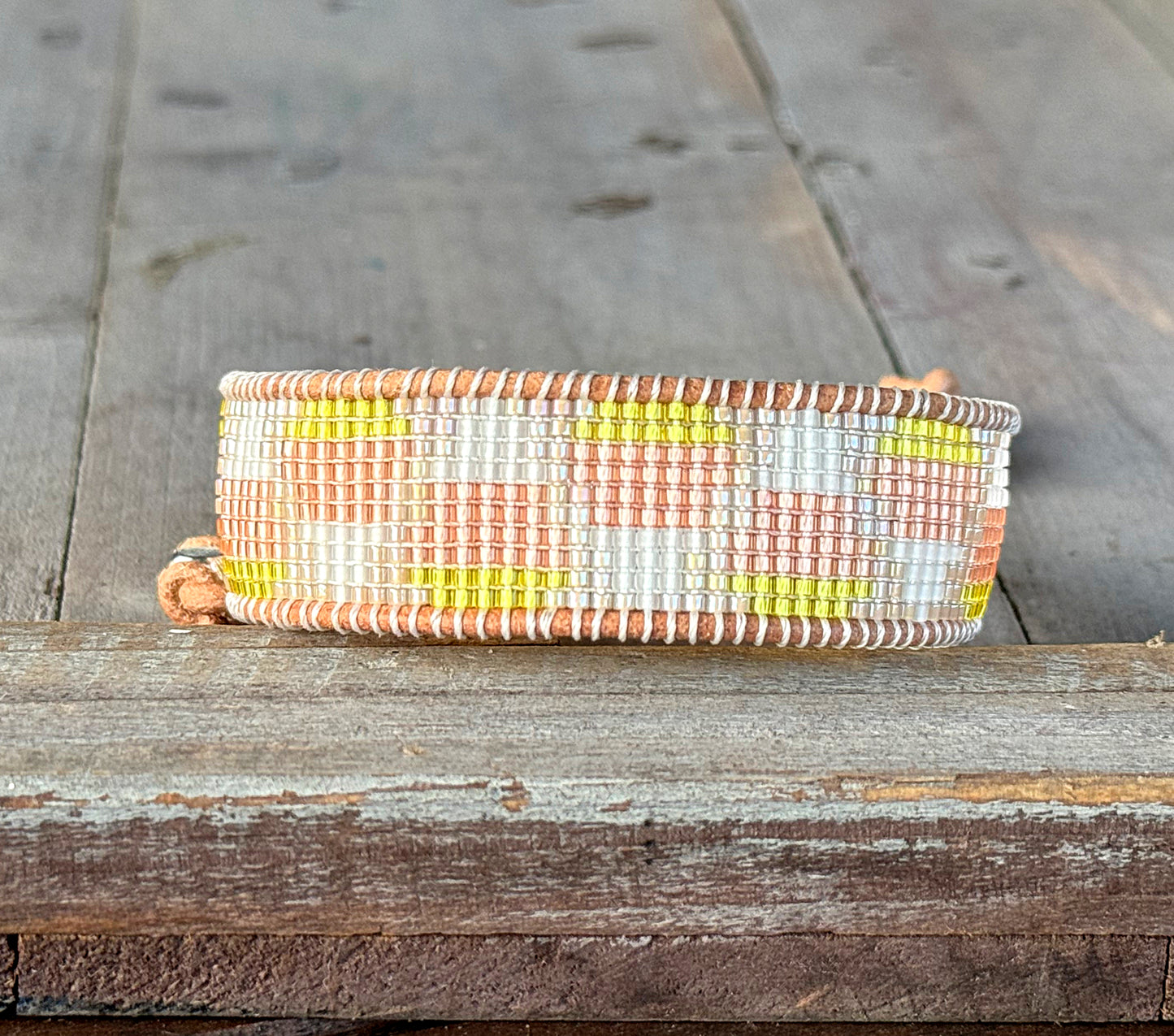 Faded Candy Corn Bead Loom Cuff bracelet, Halloween seed bead bracelet