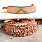 Sea Glass and Blush Rose Western Loom and Macrame Bracelet stack set