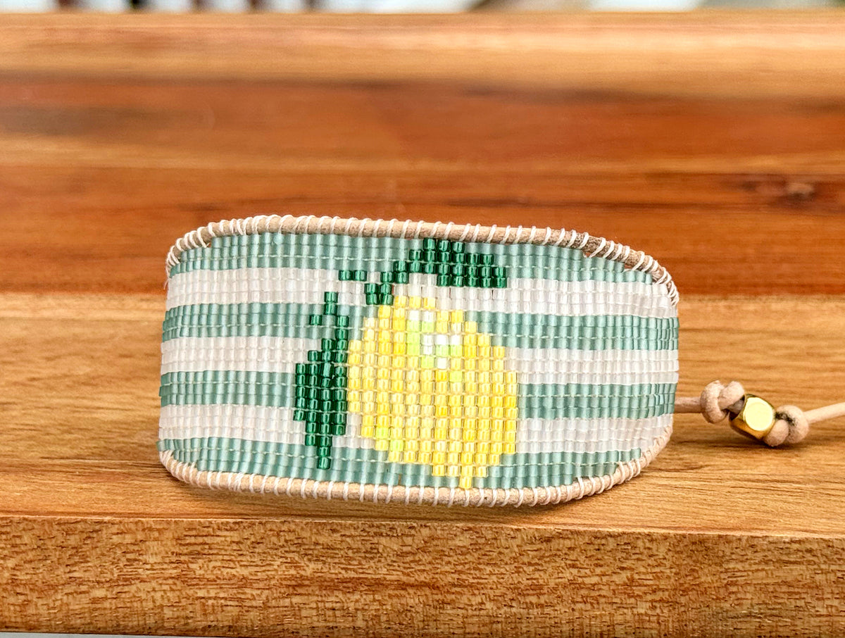 Life gives you lemons bead loom woven bracelet