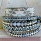 Neutral Gray Beige Western Bead Loom Woven and Macrame Bracelet Set