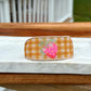 Strawberry Bead Loom Woven bracelet with yellow gingham