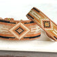 Gold, Honey Tan, and Black Bead Loom Woven Bracelet