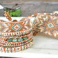 Jade and neutral Sage and Copper Beaded Macrame Bracelet Set