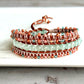 Sea glass Jade and Blush Rose Macrame Wrap bracelet