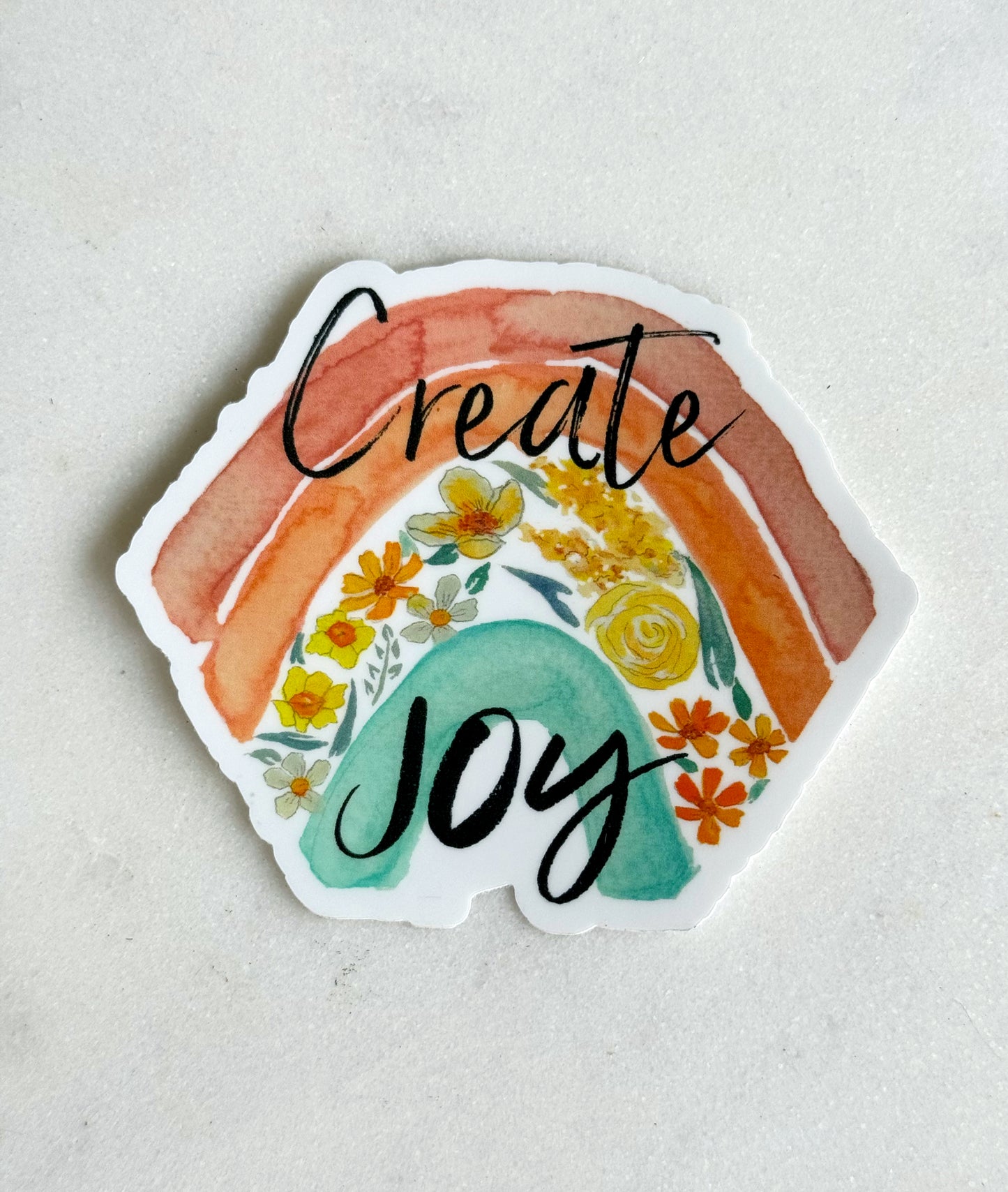 Create Joy Rainbow Hexagon Sticker