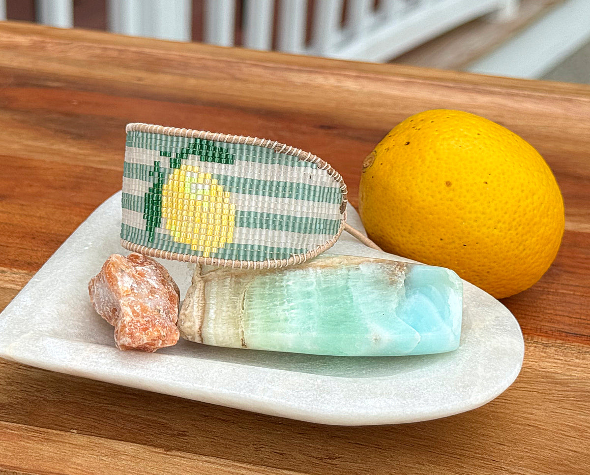 Life gives you lemons bead loom woven bracelet