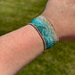 Beachy Wave and Sun Blue Faded Bead Loom Woven Slide Adjustable Bracelet