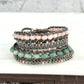 Gray, Blush Quartz, Jade, and Rose Gold Beaded Leather Wrap Bracelet