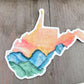 West Virginia Sunset over the mountains watercolor sticker, waterproof vinyl decal