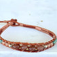 Earthy Tan Turquoise and Silver Beaded Macrame Bracelet Set