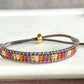 Peony Pink, Purple, and Gold Slide Adjustable Beaded Macrame Bracelet Set