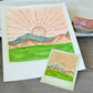 Western sunrise Polaroid style Watercolor Landscape waterproof vinyl decal