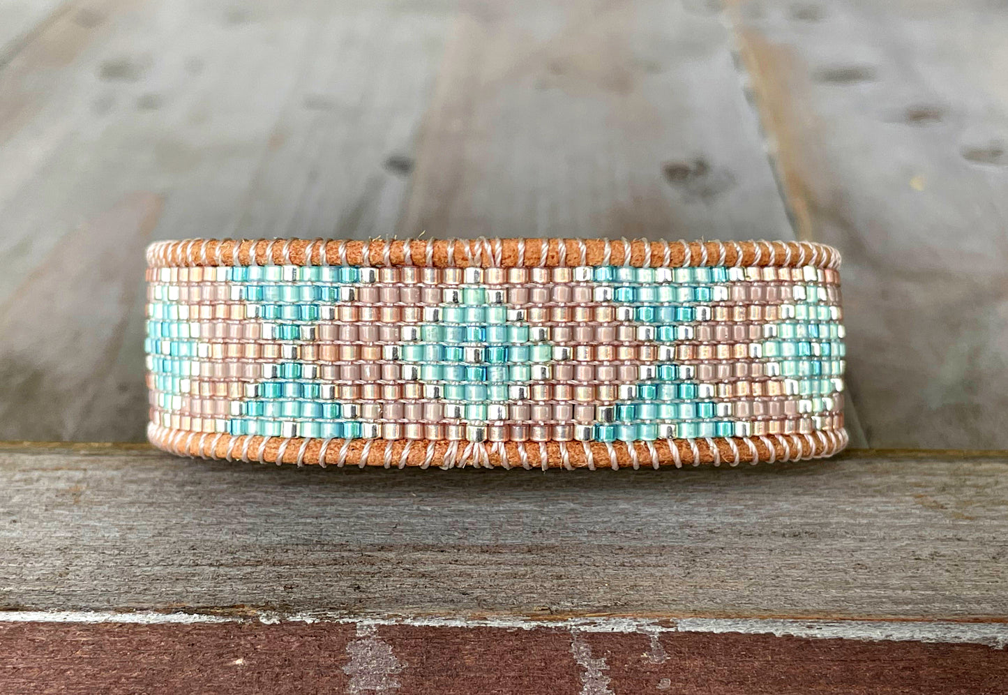 Seafoam Aqua Ombre Diamond beaded friendship bracelet