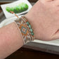 Sage, neutral, and copper starburst Western Geometric Loom and Macrame Bracelet stack set