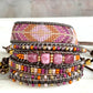 Peony Pink, Purple, and Gold Geometric Arrow Loom and Macrame Bracelet stack set