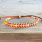 Sunstone, sunshine, peach fuzz, coral and glass bead Adjustable Leather Bracelet