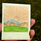 Western sunrise Polaroid style Watercolor Landscape waterproof vinyl decal