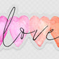 Love ombre pink and orange heart watercolor clear vinyl waterproof sticker