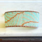 Palm Leaf Bead Loom Woven Adjustable Leather Trim Bracelet