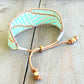 Palm Leaf Bead Loom Woven Adjustable Leather Trim Bracelet