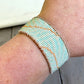 Palm Leaf Bead Loom Woven Adjustable Leather Trim Bracelet