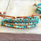 Turquoise Blue and Green Tropical Beaded Macrame Bracelet Set