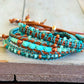 Turquoise Blue and Green Tropical Beaded Macrame Bracelet Set