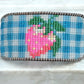 Blue gingham Strawberry Bead Loom Woven bracelet