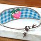 Blue gingham Strawberry Bead Loom Woven bracelet
