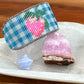 Blue gingham Strawberry Bead Loom Woven bracelet