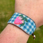 Blue gingham Strawberry Bead Loom Woven bracelet