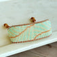 Palm Leaf Bead Loom Woven Adjustable Leather Trim Bracelet