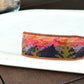 Mountain Sunset Bead Loom Woven Cuff Bracelet with Leather Trim