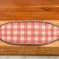 Pink and orange Gingham Bead Loom woven bracelet with adjustable leather trim