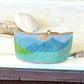 Great Lake Days American Landscape Bead Loom Woven Adjustbale Leather Trimmed Cuff Bracelet