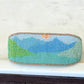 Great Lake Days American Landscape Bead Loom Woven Adjustbale Leather Trimmed Cuff Bracelet