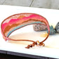 Painted Mountains American Landscape Bead Loom Woven Adjustbale Leather Trimmed Cuff Bracelet