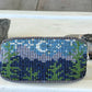 Night in the Mountains American Landscape Bead Loom Woven Adjustbale Leather Trimmed Cuff Bracelet